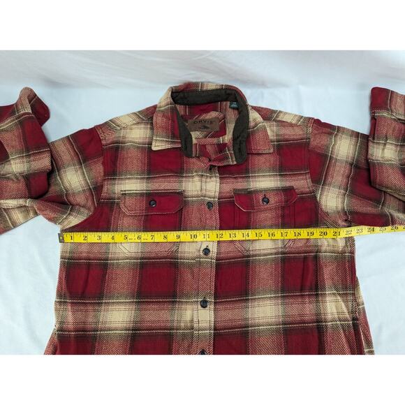 Orvis Heavy Flannel Plaid Shacket Shirt Jacket W /Pockets Men's Sz‎ L Red - Picture 10 of 15